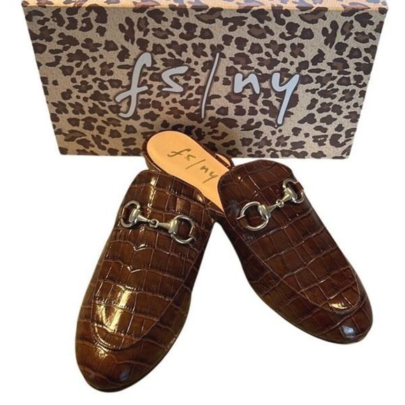 French Sole FS/NY Cape Brandy Croco Slip On Slide Mule Size 7 NIB - Picture 3 of 7